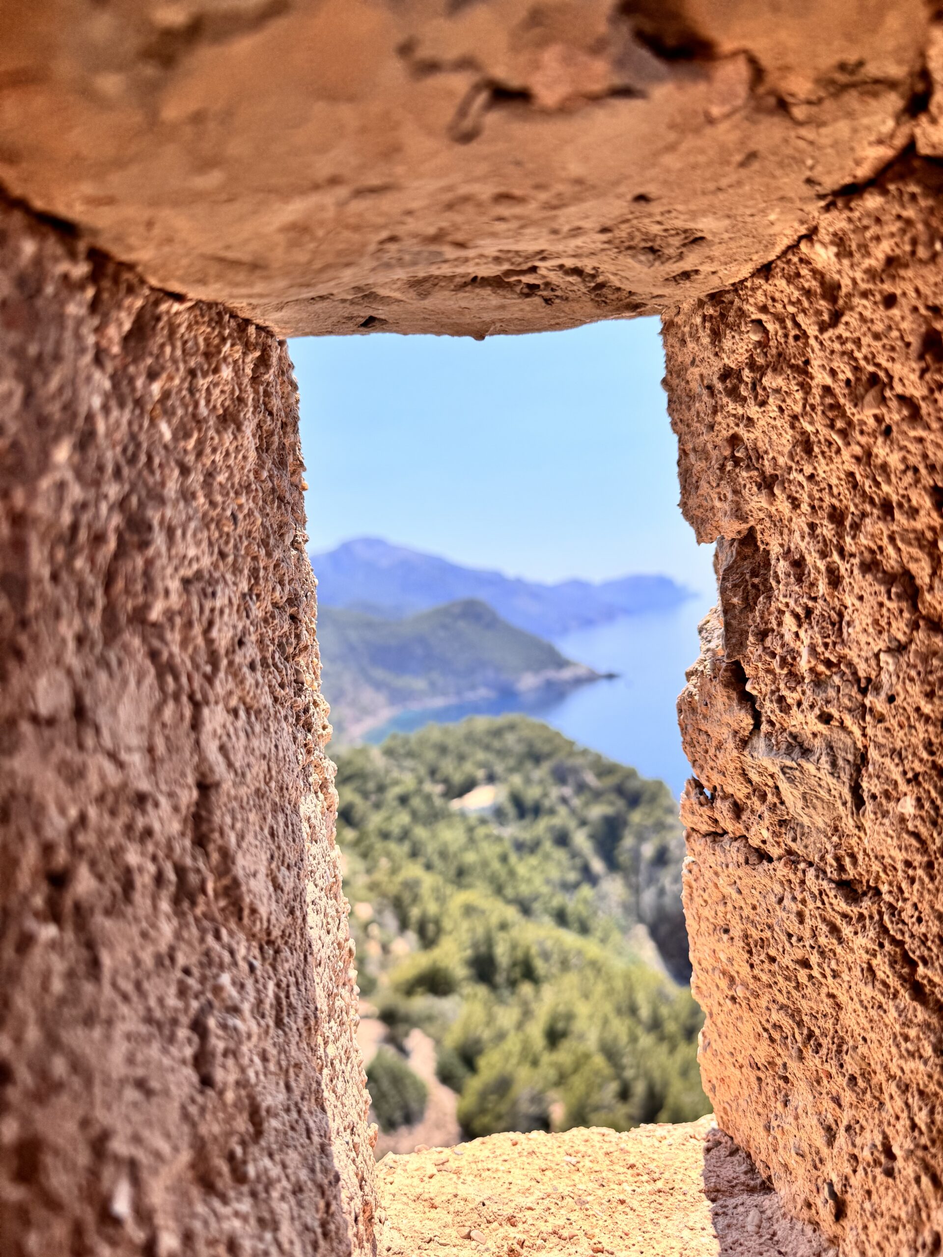 Cyclist climbing in Mallorca mountains